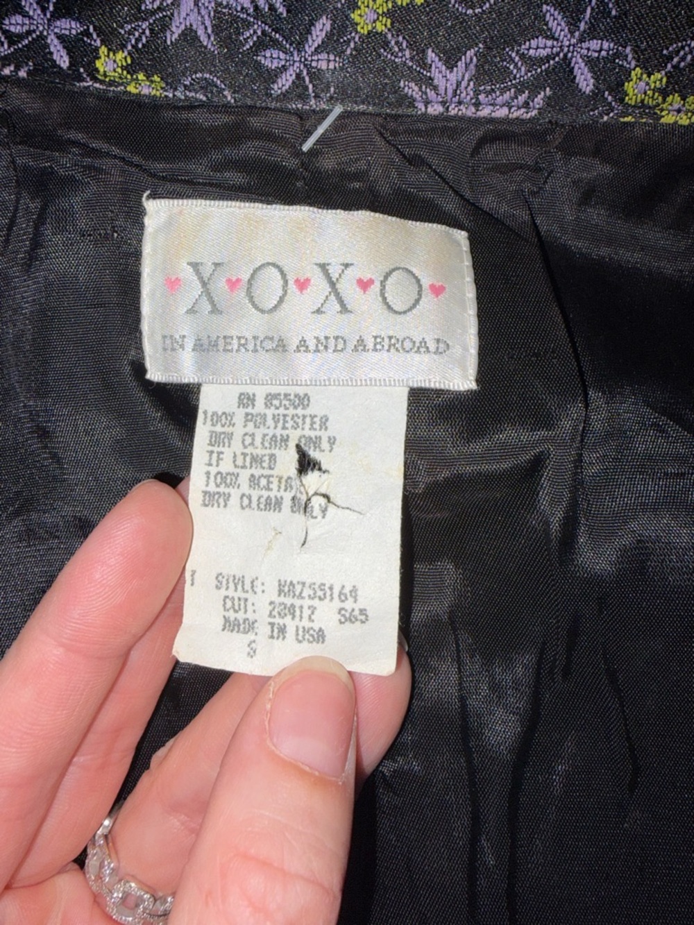 XOXO vintage Floral Print Blazer Jacket - Black & Lavender